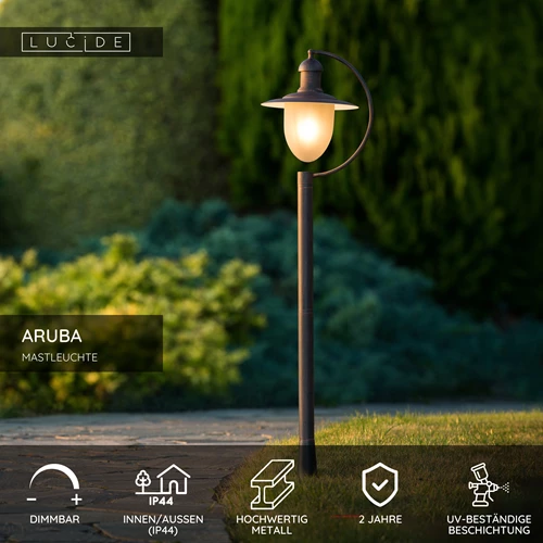 Lucide ARUBA - Mastleuchte - Ø 25 cm - 1xE27 - IP44 - Rostfarbe - USP